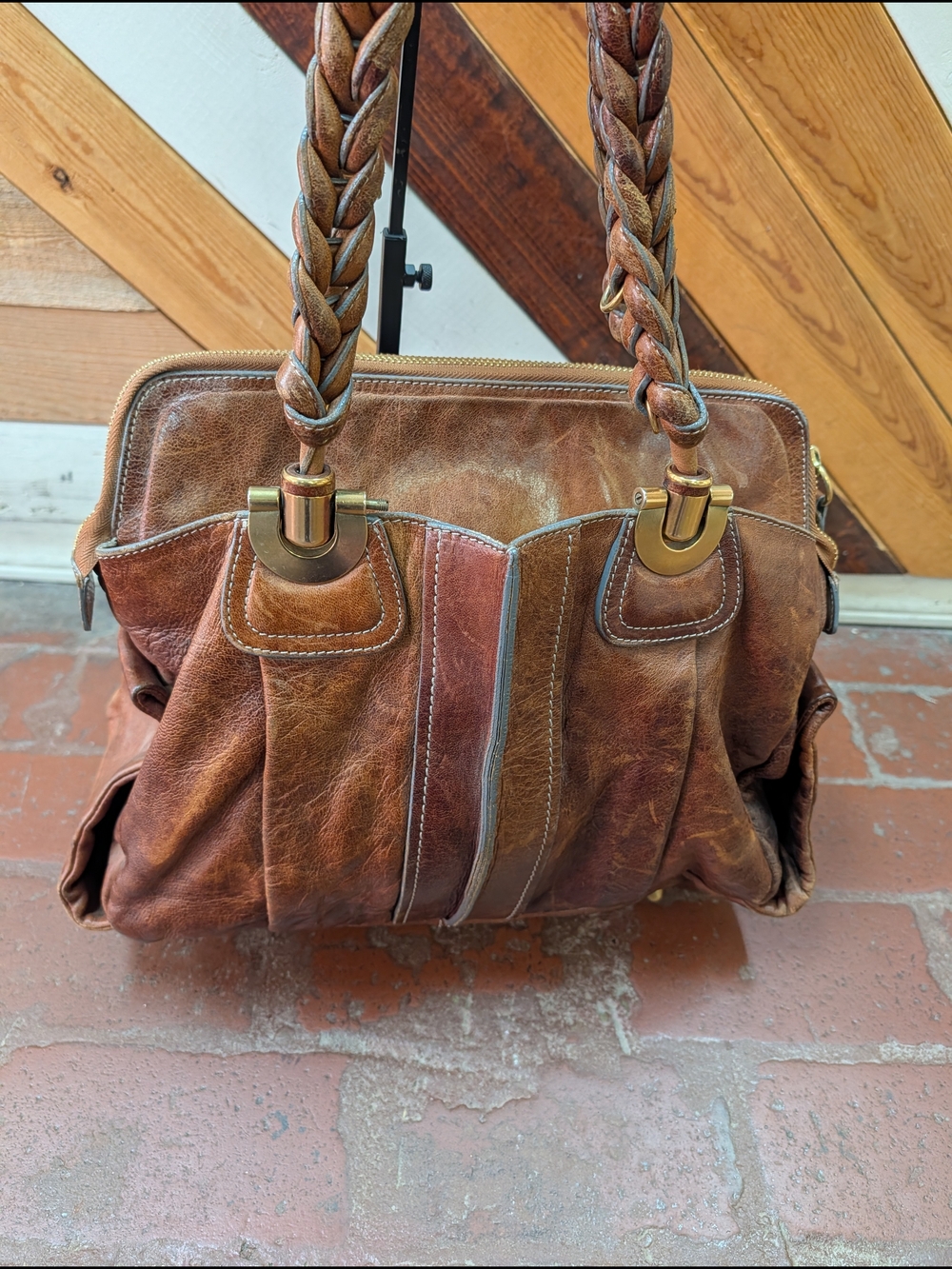 Chloé Brown Braided Leather Heloise Shoulder Bag - Picture 5 of 15